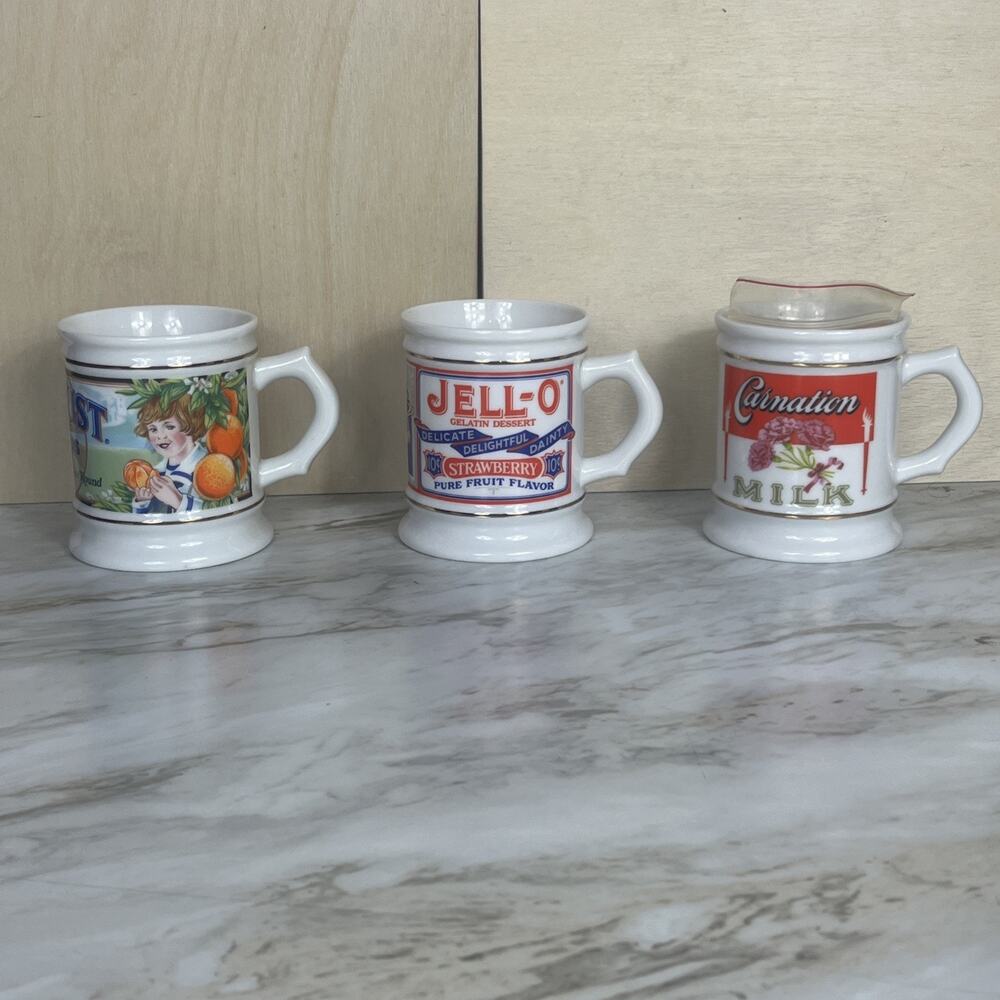 Vintage 1985/84 The Corner Store Franklin Mug Cup Sunkist,jello & Carnation Lot